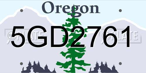 5GD2761 Oregon License Plate