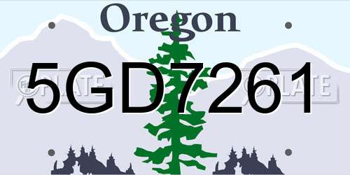 5GD7261 Oregon License Plate