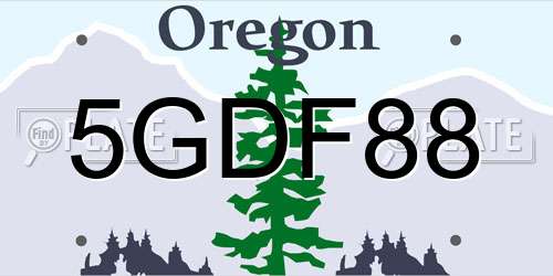 5GDF88 Oregon License Plate