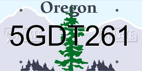 5GDT261 Oregon License Plate