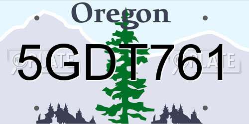 5GDT761 Oregon License Plate