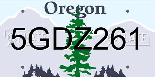 5GDZ261 Oregon License Plate