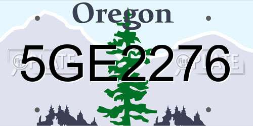 5GE2276 Oregon License Plate