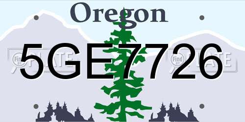 5GE7726 Oregon License Plate