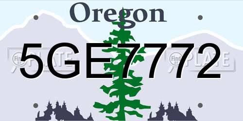 5GE7772 Oregon License Plate