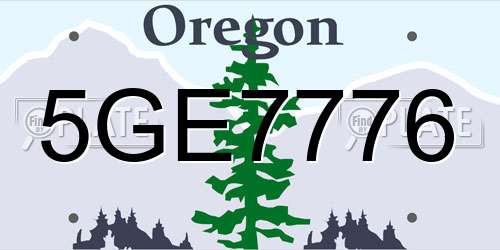 5GE7776 Oregon License Plate