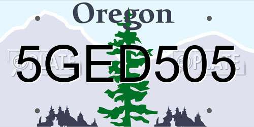 5GED505 Oregon License Plate