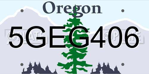 5GEG406 Oregon License Plate