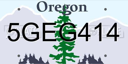 5GEG414 Oregon License Plate