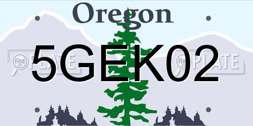 5GEK02 Oregon License Plate