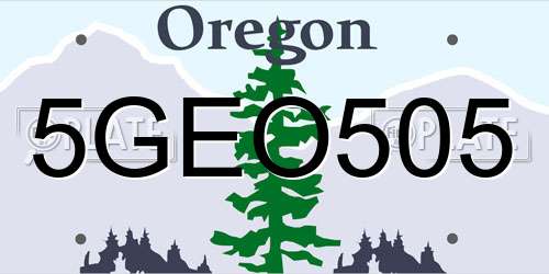 5GEO505 Oregon License Plate