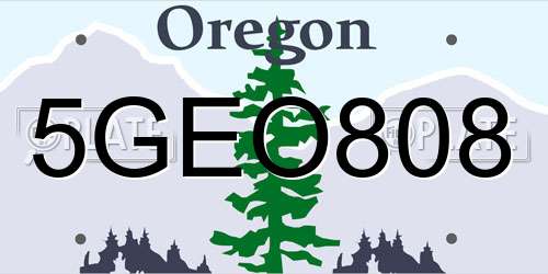5GEO808 Oregon License Plate