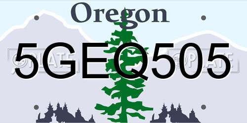 5GEQ505 Oregon License Plate