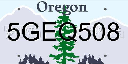 5GEQ508 Oregon License Plate