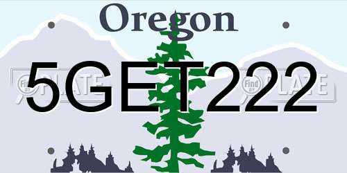 5GET222 Oregon License Plate