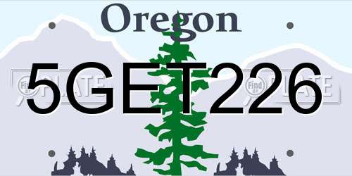 5GET226 Oregon License Plate