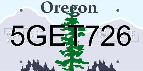 5GET726 Oregon License Plate