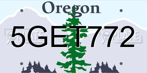 5GET772 Oregon License Plate
