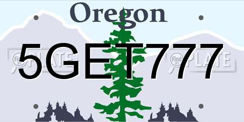 5GET777 Oregon License Plate