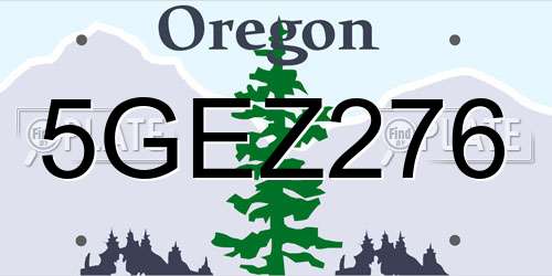 5GEZ276 Oregon License Plate
