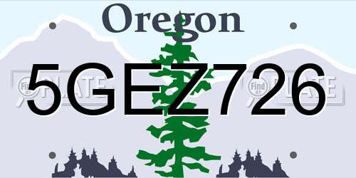 5GEZ726 Oregon License Plate