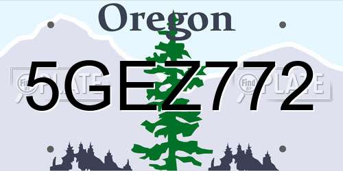 5GEZ772 Oregon License Plate