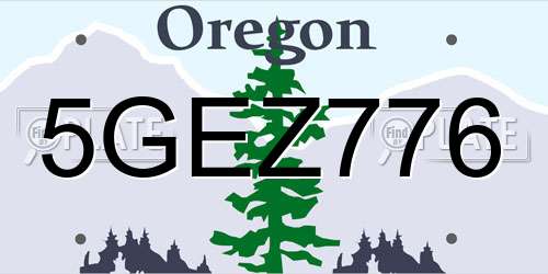 5GEZ776 Oregon License Plate