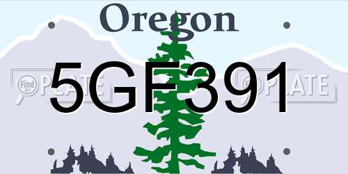 5GF391 Oregon License Plate