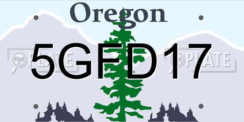 5GFD17 Oregon License Plate