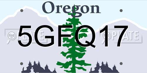 5GFQ17 Oregon License Plate