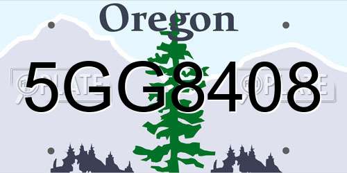 5GG8408 Oregon License Plate
