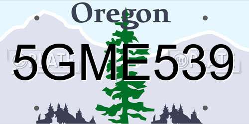 5GME539 Oregon License Plate