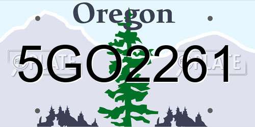 5GO2261 Oregon License Plate