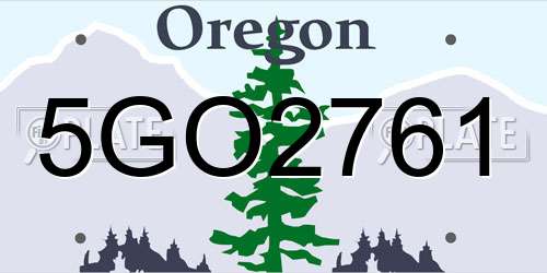 5GO2761 Oregon License Plate