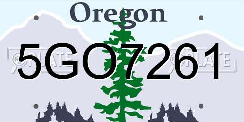 5GO7261 Oregon License Plate