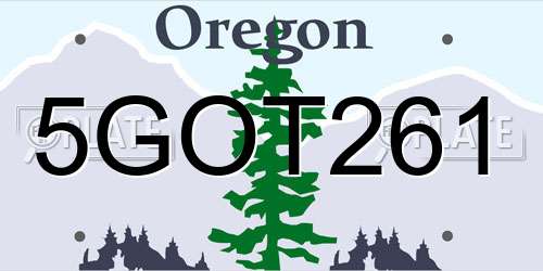 5GOT261 Oregon License Plate