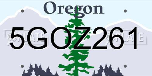 5GOZ261 Oregon License Plate