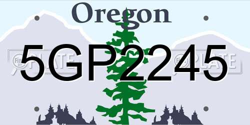 5GP2245 Oregon License Plate