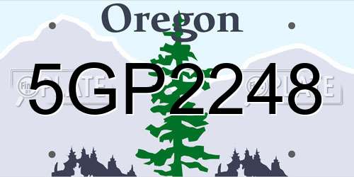 5GP2248 Oregon License Plate