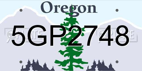 5GP2748 Oregon License Plate