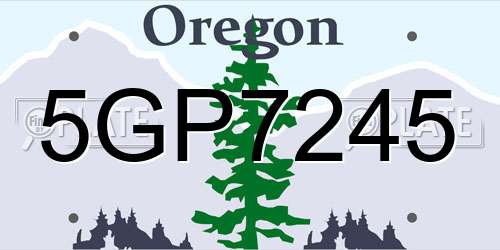 5GP7245 Oregon License Plate