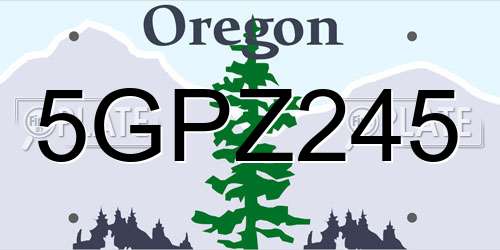 5GPZ245 Oregon License Plate