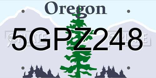 5GPZ248 Oregon License Plate