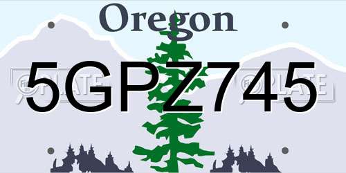 5GPZ745 Oregon License Plate