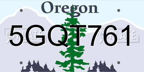 5GQT761 Oregon License Plate