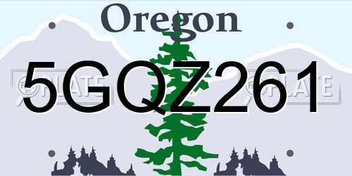 5GQZ261 Oregon License Plate