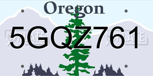 5GQZ761 Oregon License Plate