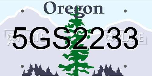 5GS2233 Oregon License Plate