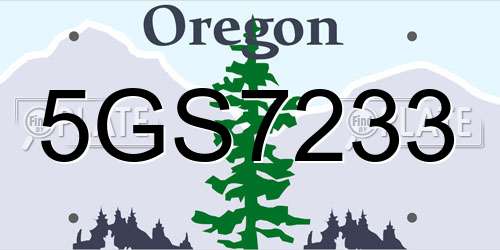 5GS7233 Oregon License Plate