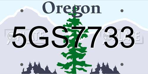 5GS7733 Oregon License Plate